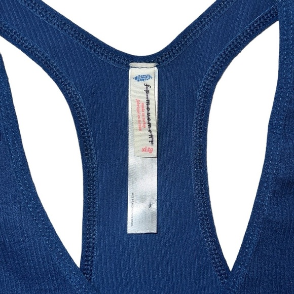 🏀Free People FP Movement The Free Throw Long Crop Tank Varsity Blue Tan XS XL - Picture 11 of 15